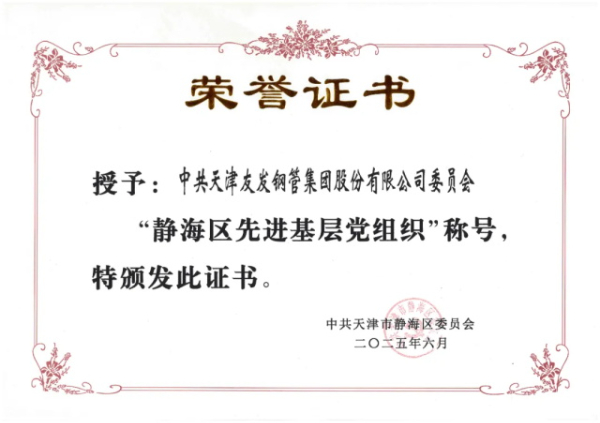友發(fā)集團(tuán)黨委榮獲“靜海區(qū)先進(jìn)基層黨組織”榮譽(yù)稱號